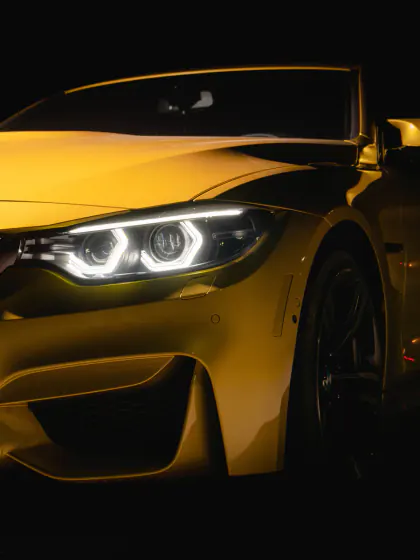 Yellow BMW headlight assembly